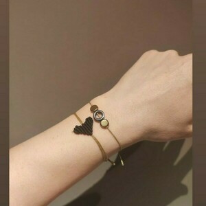 Set Heart & hematite Set Heart & hematite - ημιπολύτιμες πέτρες, καρδιά, κορδόνια, χεριού - 3