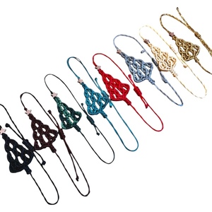 Μακραμε βραχιόλι χριστουγεννιάτικο δέντρο με διακοσμητικό αστέρι το μέγεθος αυξομειώνεται Μακραμε βραχιόλι χριστουγεννιάτικο δέντρο με διακοσμητικό αστέρι το μέγεθος αυξομειώνεται - νήμα, χεριού, αυξομειούμενα, φθηνά