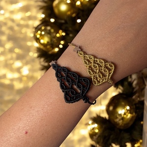 Μακραμε βραχιόλι χριστουγεννιάτικο δέντρο με διακοσμητικό αστέρι το μέγεθος αυξομειώνεται Μακραμε βραχιόλι χριστουγεννιάτικο δέντρο με διακοσμητικό αστέρι το μέγεθος αυξομειώνεται - νήμα, χεριού, αυξομειούμενα, φθηνά - 2