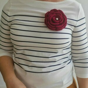 Βατόμουρο πλεκτή καρφίτσα λουλούδι - μαλλί felt - 2