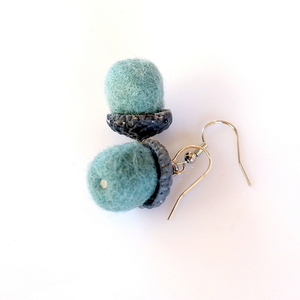Καρποί του Φθινοπώρου, Σκουλαρίκια Βελανίδια μέντας Καρποί του Φθινοπώρου, Σκουλαρίκια Βελανίδια μέντας - πηλός, boho, γάντζος - 3