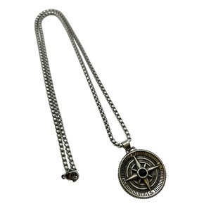 Κολιέ μεταλλικό ασημί με πυξίδα - μήκος 60εκ. Κολιέ μεταλλικό ασημί με πυξίδα - μήκος 60εκ. - ορείχαλκος, χαλκός, κοντά, μεταλλικό