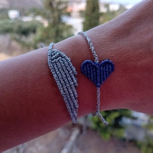 Μακραμέ βραχιόλι φτερό αυξομειούμενο - κορδόνια, μαμά και κόρη, χεριού, αυξομειούμενα - 2