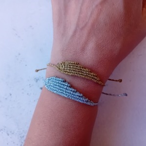 Μακραμέ βραχιόλι φτερό αυξομειούμενο. - νήμα, φτερό, μαμά και κόρη, χεριού, αυξομειούμενα - 3