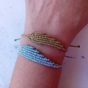 Μακραμέ βραχιόλι φτερό αυξομειούμενο. - νήμα, φτερό, μαμά και κόρη, χεριού, αυξομειούμενα - 4