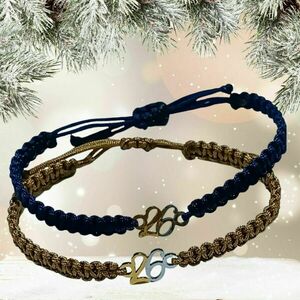 Σετ μακραμέ βραχιόλια γούρια - τύχης 2026 - νήμα, ατσάλι, αυξομειούμενα, γούρια - 5