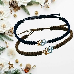 Σετ μακραμέ βραχιόλια γούρια - τύχης 2026 - νήμα, ατσάλι, αυξομειούμενα, γούρια - 4