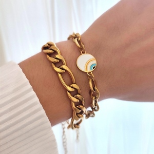 "Enamel Evil Eye" ατσάλινο βραχιόλιε επίχρυσο στοιχείο ματι - μάτι, ατσάλι, boho, χεριού, αυξομειούμενα - 2