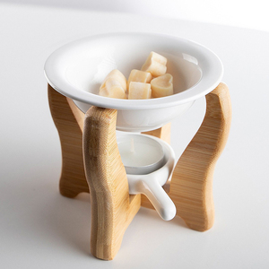 Fresh Collection|ΣΕΤ Wax Melt 70g με Κεραμικό Αρωματιστή Σε Ξύλινη Βάση - αρωματικά κεριά