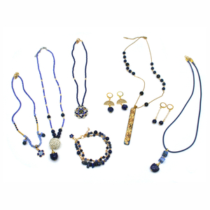 P189 - ημιπολύτιμες πέτρες, μαργαριτάρι, επιχρυσωμένα, ατσάλι, μπλε χάντρα - 5