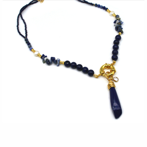 P190 - ημιπολύτιμες πέτρες, μαργαριτάρι, επιχρυσωμένα, ατσάλι, μπλε χάντρα