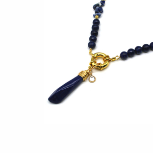 P190 - ημιπολύτιμες πέτρες, μαργαριτάρι, επιχρυσωμένα, ατσάλι, μπλε χάντρα - 2