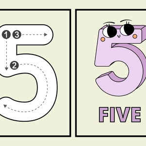 Number Flashcards – Εκτυπώσιμες Κάρτες Αριθμών για Παιδιά (PDF) - κάρτες - 5