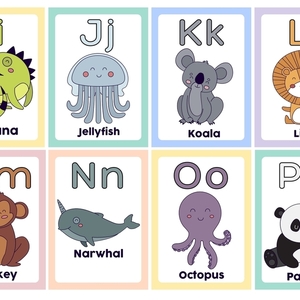 Animal Alphabet Flashcards – Εκτυπώσιμες Κάρτες Αλφαβήτου με Ζώα για Παιδιά (PDF) - κάρτες - 2