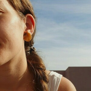 Autumn Studs | Χειροποίητα καφέ καρφωτά σκουλαρίκια από ρητίνη - ρητίνη, μικρά, ατσάλι - 3