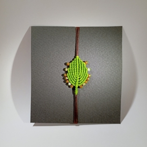 μακραμέ φύλλο με δροσοσταλίδες πράσινο με αυξομειούμενο κούμπωμα - ημιπολύτιμες πέτρες, γυαλί, νήμα, boho, φθηνά - 5