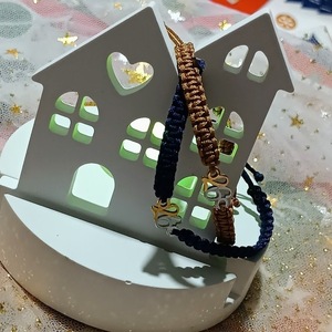 Μακραμέ βραχιόλια γούρια "26" - unisex, ατσάλι, αυξομειούμενα, γούρια - 3