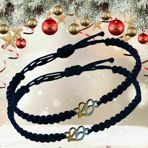 Μακραμέ βραχιόλια γούρια "26" - unisex, ατσάλι, αυξομειούμενα, γούρια - 4