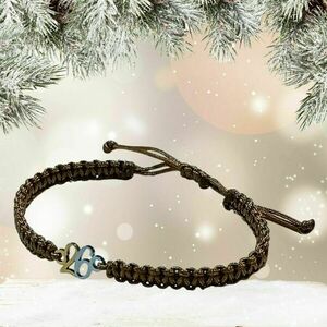 Μακραμέ βραχιόλι γούρι "26" - unisex, ατσάλι, αυξομειούμενα, γούρια - 5