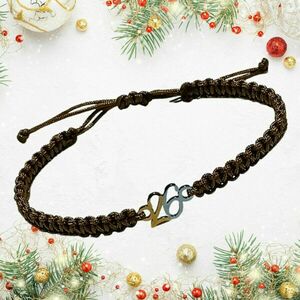 Μακραμέ βραχιόλι γούρι "26" - unisex, ατσάλι, αυξομειούμενα, γούρια - 4