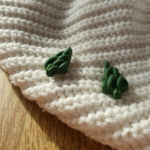 Knotted Trees Καρφωτά σκουλαρίκια "πλεκτά δέντρα" - πηλός, μικρά, ατσάλι, boho - 2