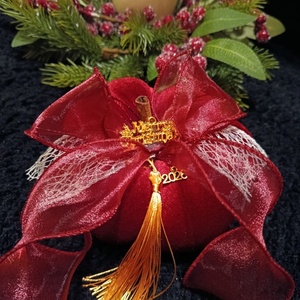 Γούρι βελούδινη κολοκύθα μπορντό - βελούδο, κολοκύθα, γούρια - 2