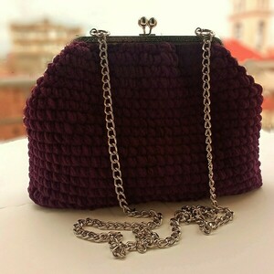 Πλεκτή τσάντα χειροποίητη, ώμου, χιαστί ή χειρός - νήμα, clutch, ώμου, χιαστί, πλεκτές τσάντες - 3