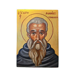 Χειροποίητη βυζαντινή εικόνα γραφείου Άγιος Στυλιανός - ο προστάτης των παιδιών και των οικογενειών – μοναδική αξία με αυγοτέμπερα σε κόντρα πλακέ θαλάσσης - ζωγραφική σε ξύλο