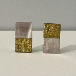 Iridescent Duo – Χειροποίητα Ορθογώνια Σκουλαρίκια Cat Eye & Χρυσό - ρητίνη, πηλός