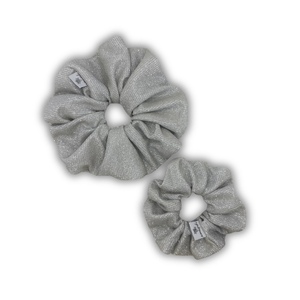Silver sparkle XL scrunchie - ύφασμα, για τα μαλλιά, λαστιχάκια μαλλιών - 2