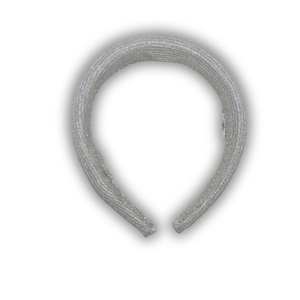 Silver sparkling puffy hairband - ύφασμα, για τα μαλλιά, στέκες