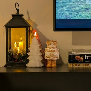 Τσιμεντένιος καρυοθραύστης διακοσμητικό λευκο-χρυσο 7x7x14cm - τσιμέντο, διακοσμητικά - 4