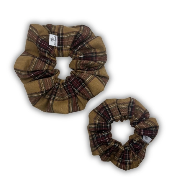Camel spice regular scrunchie - ύφασμα, για τα μαλλιά, λαστιχάκια μαλλιών - 3
