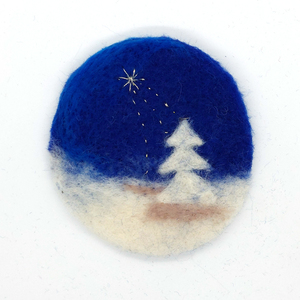 ΣΟΥΒΕΡ ΧΙΟΝΙΣΜΕΝΑ ΤΟΠΙΑ, τσόχα χειροποίητη, φελτ, διαστ.10εκ, 4τμχ - σουβέρ, μαλλί felt - 3