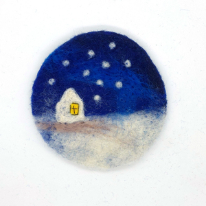 ΣΟΥΒΕΡ ΧΙΟΝΙΣΜΕΝΑ ΤΟΠΙΑ, τσόχα χειροποίητη, φελτ, διαστ.10εκ, 4τμχ - σουβέρ, μαλλί felt - 5