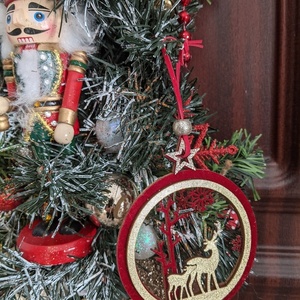 Χριστουγεννιάτικο κρεμαστό για εντος και εκτος σπιτιού 12-Αντίγραφο - ξύλο, στεφάνια, σπίτι, διακοσμητικά - 3