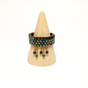 δαχτυλίδι πράσινο με miyuki delica σταθερό - γυαλί, δάκρυ, miyuki delica, σταθερά, φθηνά - 2