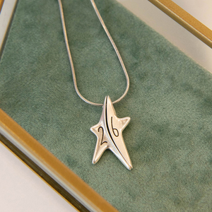 Κολιέ Γούρι '26 Επαργυρωμένο Αστέρι - επιχρυσωμένα, ορείχαλκος, επάργυρα, αστέρι, ατσάλι - 4