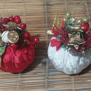 Κολοκύθα βελούδινη σε κοκκικο κ εκρου - βελούδο, δασκάλα, στολίδια, κολοκύθα