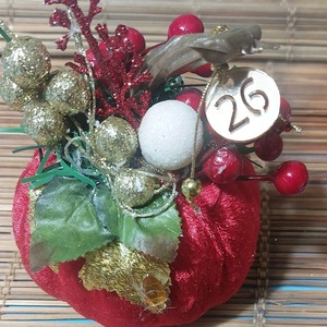 Κολοκύθα βελούδινη σε κοκκικο κ εκρου - βελούδο, δασκάλα, στολίδια, κολοκύθα - 3