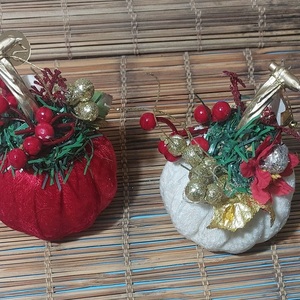 Κολοκύθα βελούδινη σε κοκκικο κ εκρου - βελούδο, δασκάλα, στολίδια, κολοκύθα - 4