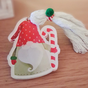 Γούρι "Νάνος των Χριστουγέννων" με μπαστούνι, μεσαίο - plexi glass, άγιος βασίλης, γούρια