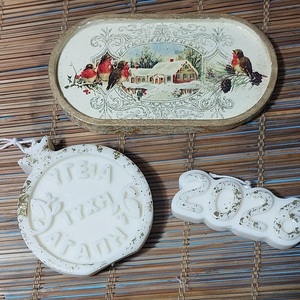 Σετ 3τμχ με αρωματ.φυτικα κερια κ δισκακι - ρόδι, κερί, δασκάλα, κεριά & κηροπήγια - 3