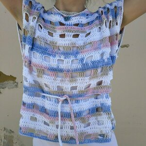 Πλεκτή μπλούζα, καλύπτει έως L νούμερο, από βαμβακερό νήμα - βαμβάκι - 2