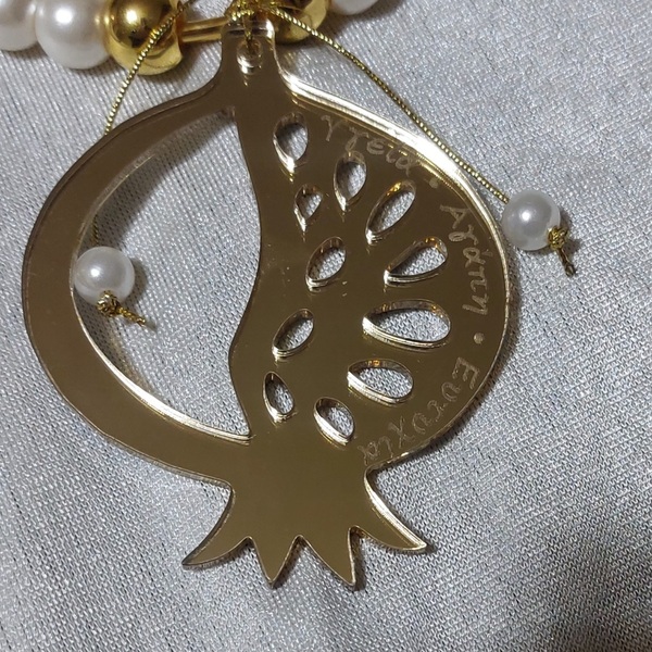 Γούρι κρεμαστό με ροδι ευχων - στεφάνια, πηλός, ρόδι, δασκάλα, γούρια - 4