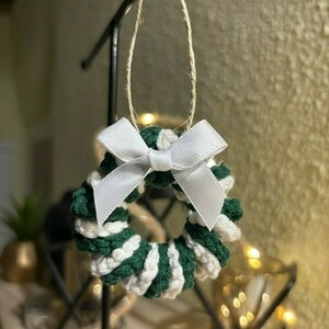 Χειροποίητο Πλεκτό Στεφανάκι Πράσινο–Λευκό με Φιόγκο - βαμβάκι - 2