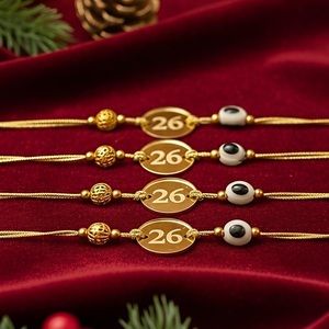 Σετ 5 Βραχιόλια Γούρια 2026 Χρυσό Κορδόνι - μάτι, plexi glass, χεριού, αυξομειούμενα, φθηνά - 3