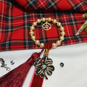 Γούρι 2026 με επίχρυσο τριφύλι και πέρλες - μέταλλο, χριστουγεννιάτικα δώρα, γούρια - 4