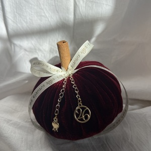 Βελούδινη κολοκύθα - μέταλλο, βελούδο, γούρια - 3