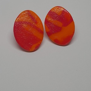 Χειροποίητα studs δίχρωμα - πηλός, μικρά